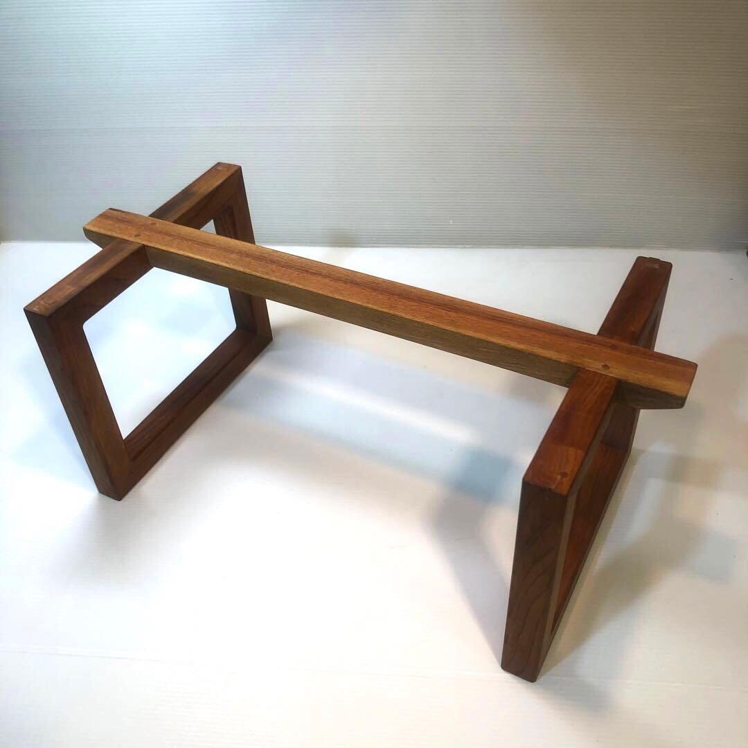 欅一枚板　座卓用木製置脚付　花台文机座卓　板サイズ約68×38×厚さ2.7cm