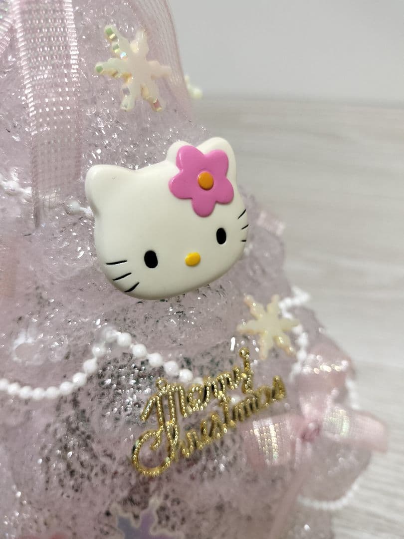 サンリオ ハローキティライト付きクリスマス クリアツリー ピンク オルゴール付き