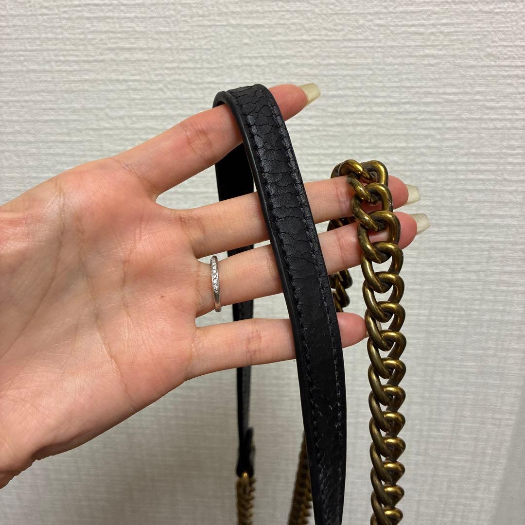 訳ありGUCCI グッチ　GGマーモント　ミニショルダーバッグ　ブラック　黒