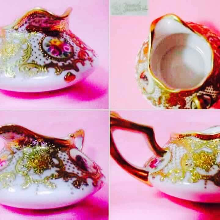 オールドノリタケ貴婦人ポートレートクリーマー緑メープルリーフ