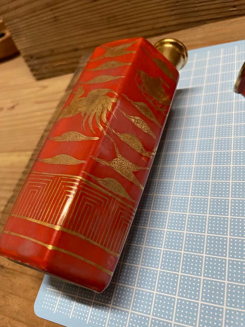 九谷永楽　鶯徳利【m1414 鳴き徳利　鳴き猪口　骨董　酒器　レア　九谷焼 】