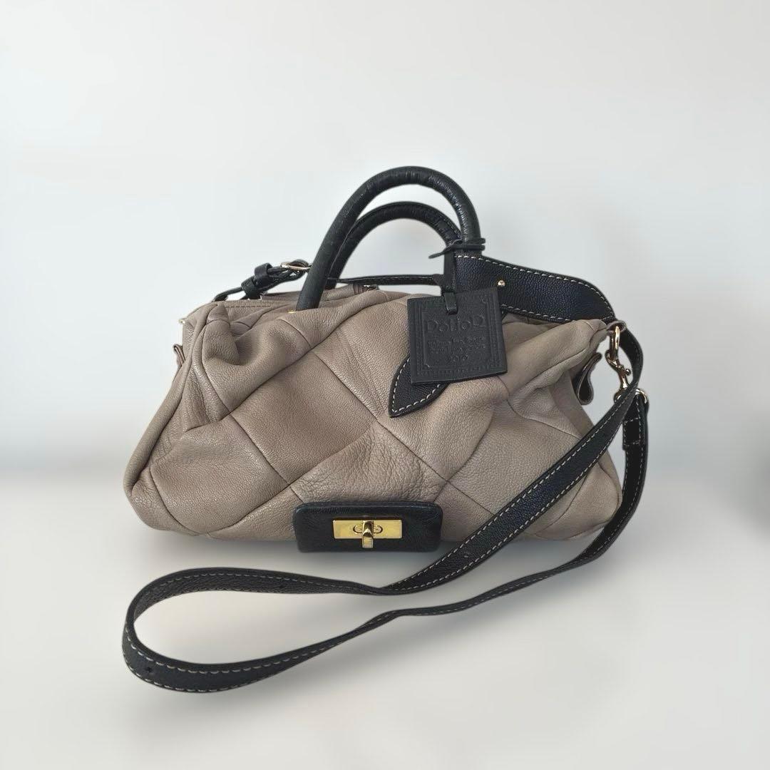 美品　PotioR 2wayレザーバッグ　羊革　本革　ショルダーバッグ