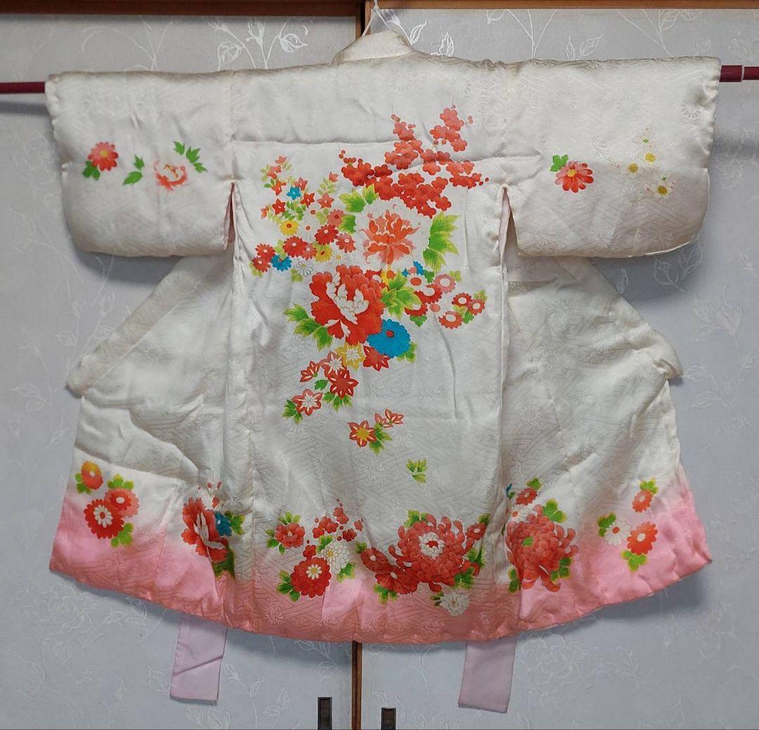 NA930アンティーク子供着物正絹被布着物2点セット着丈76センチ裄丈41センチ