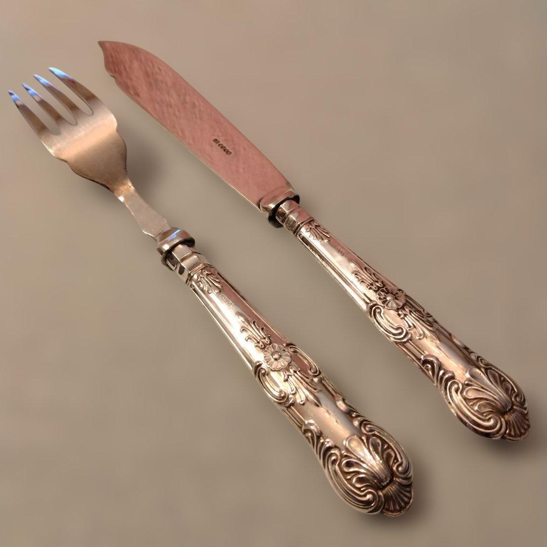 セール（8日まで）　イギリス　純銀ハンドル　フィッシュセット