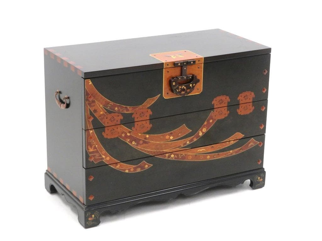 展示品　唐木細工　象嵌細工　バンダジ　李朝　チェスト　箪笥　タンス　伝統工芸