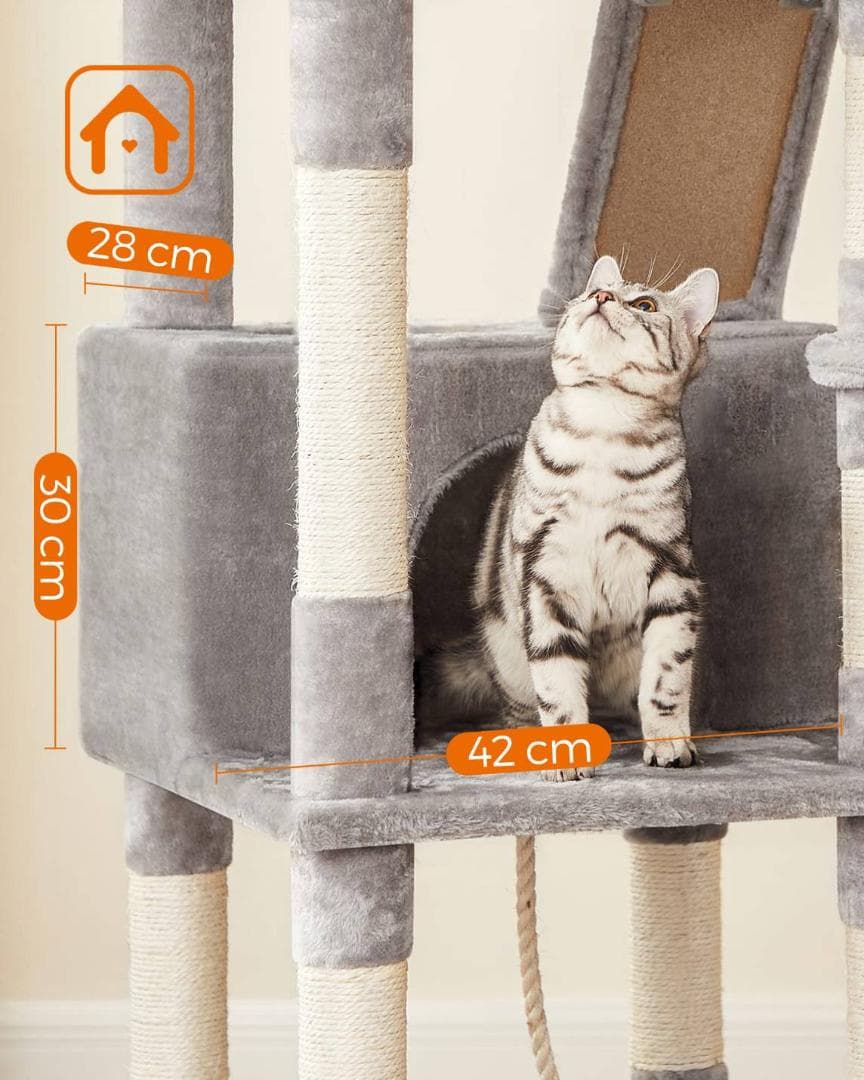 組み立て簡単な2m超のキャットタワー、多頭飼い向け