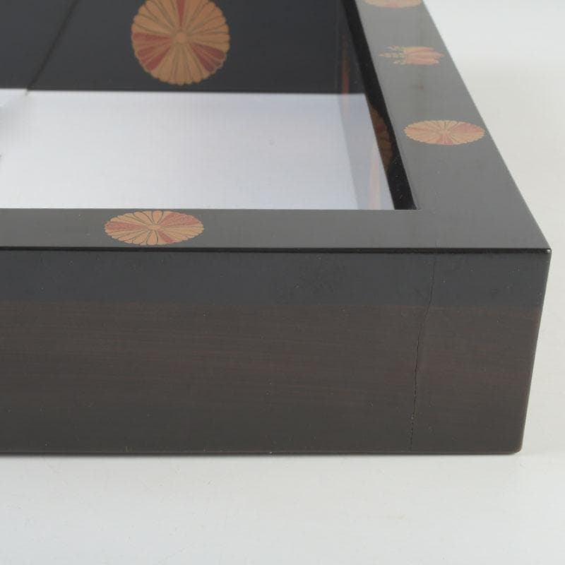 茶道具　黒漆　高台寺蒔絵　炉縁　在銘　共箱　V　9892A