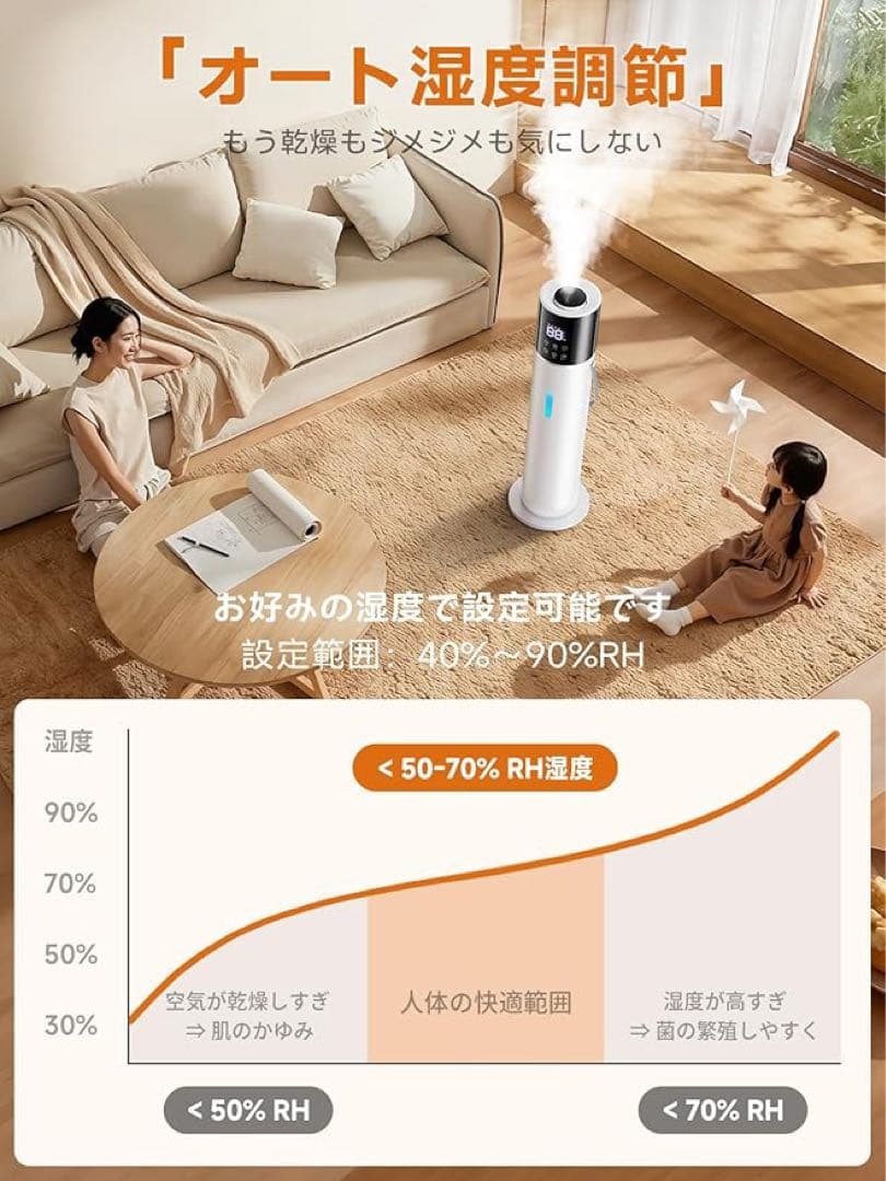 2025冬新登場 13L 大容量 加湿器 乾燥対策 加湿器 超音波式 タワー式