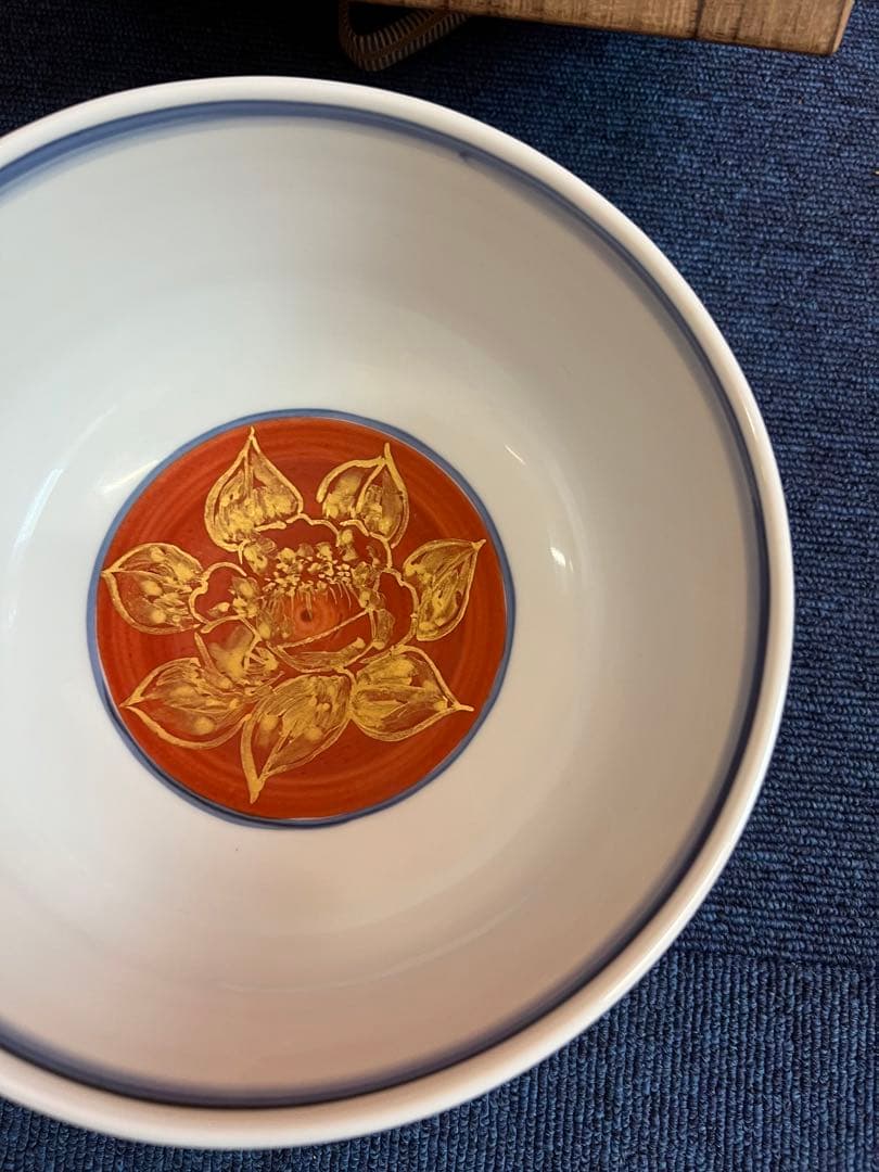 1187  松風栄一作　金襴手　菓子鉢　未使用
