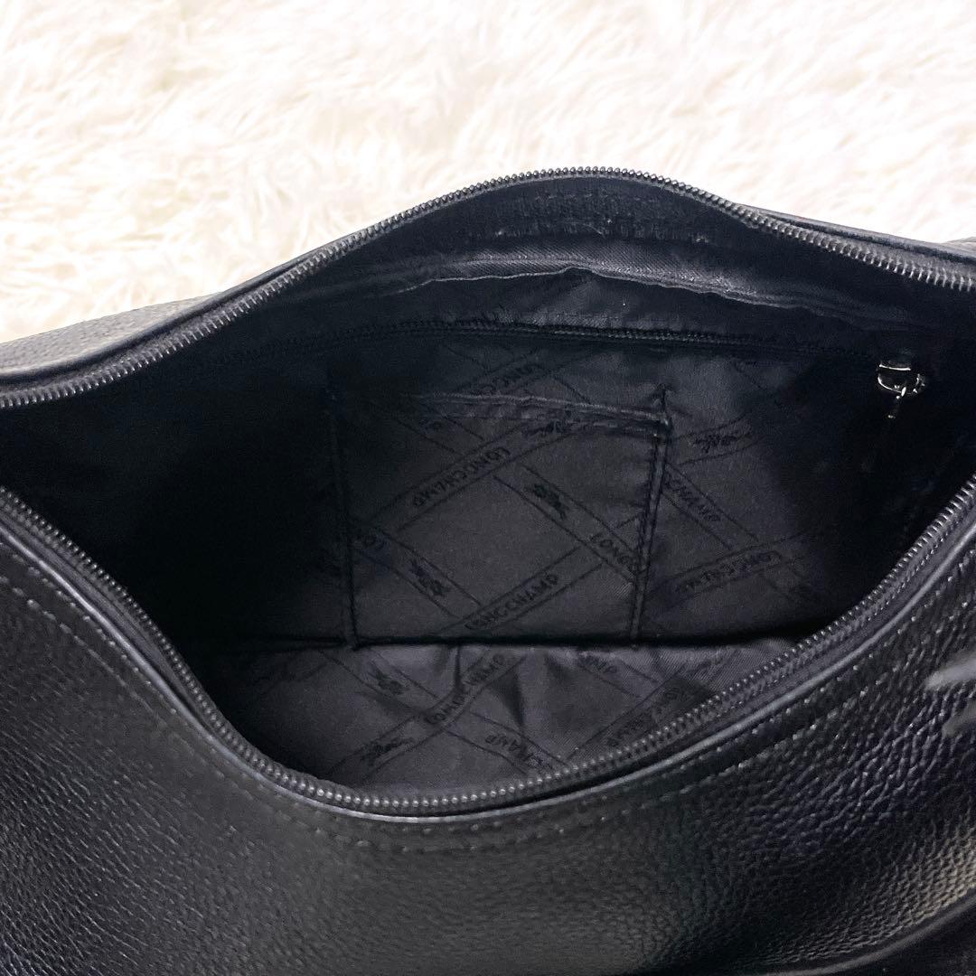 極美品 Longchamp ロンシャン ワンショルダー オールレザー 三日月