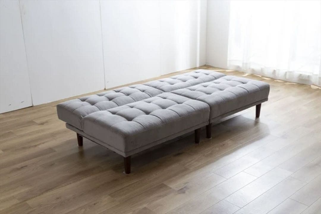 ダブルソファ　2点セット　ラブソファ　2人掛けソファ　ライトベージュ　グレー