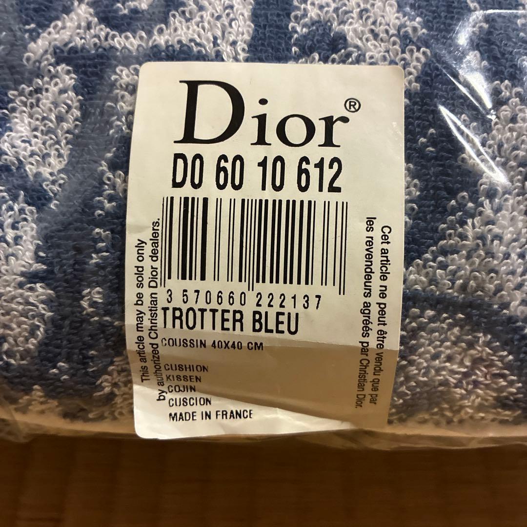 新品未使用 Diorディオール クッションカバートロッター柄ネイビー タオル生地