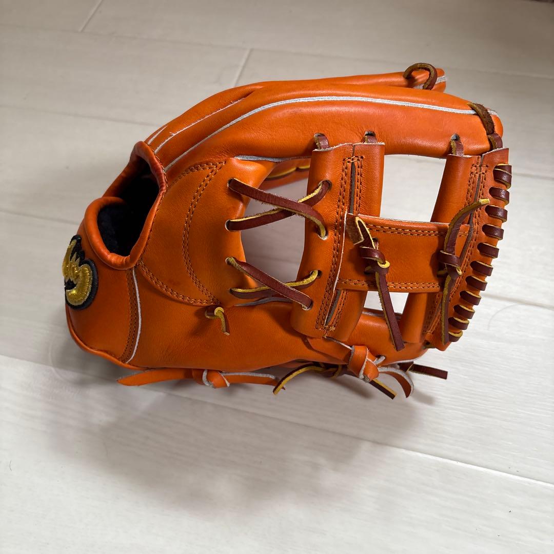 オレンジ レザー 硬式グローブ ストライプ