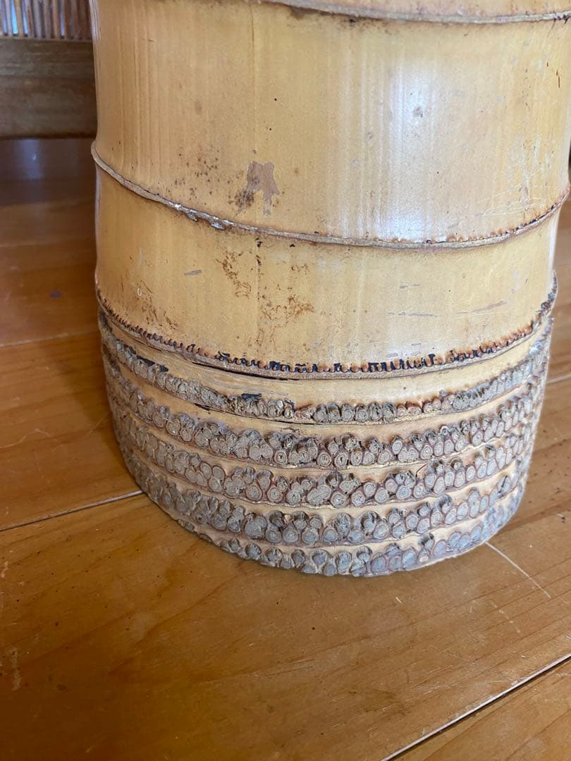 池坊　草月　華道　竹花器　竹二重切り　根付き