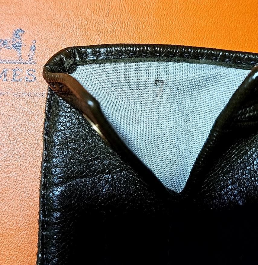 Hermes エルメス レザー手袋　カーキ色　ラムスキン　5本指 サイズ7