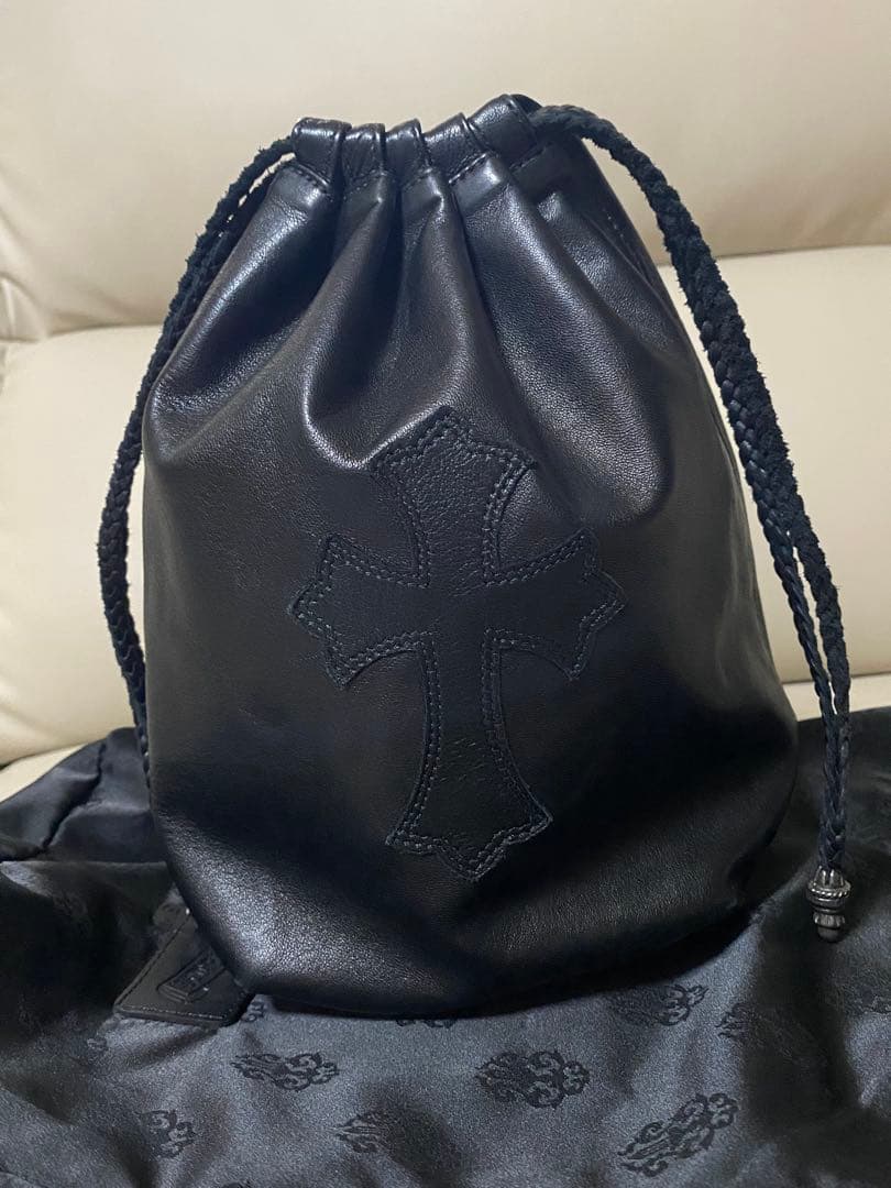 CHROME HEARTS クロムハーツ巾着レザーハンドバッグ