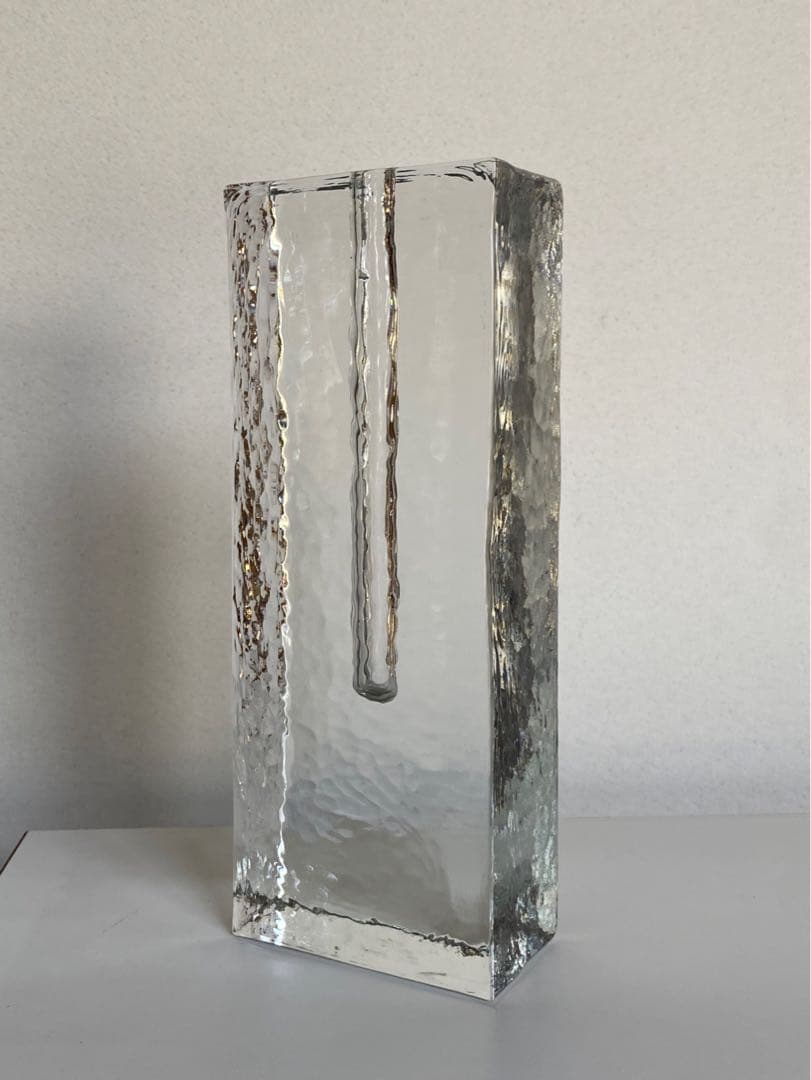 ドイツ アンティーク ビンテージ クリア 大 ❸花瓶 フラワーベース 四角 美品