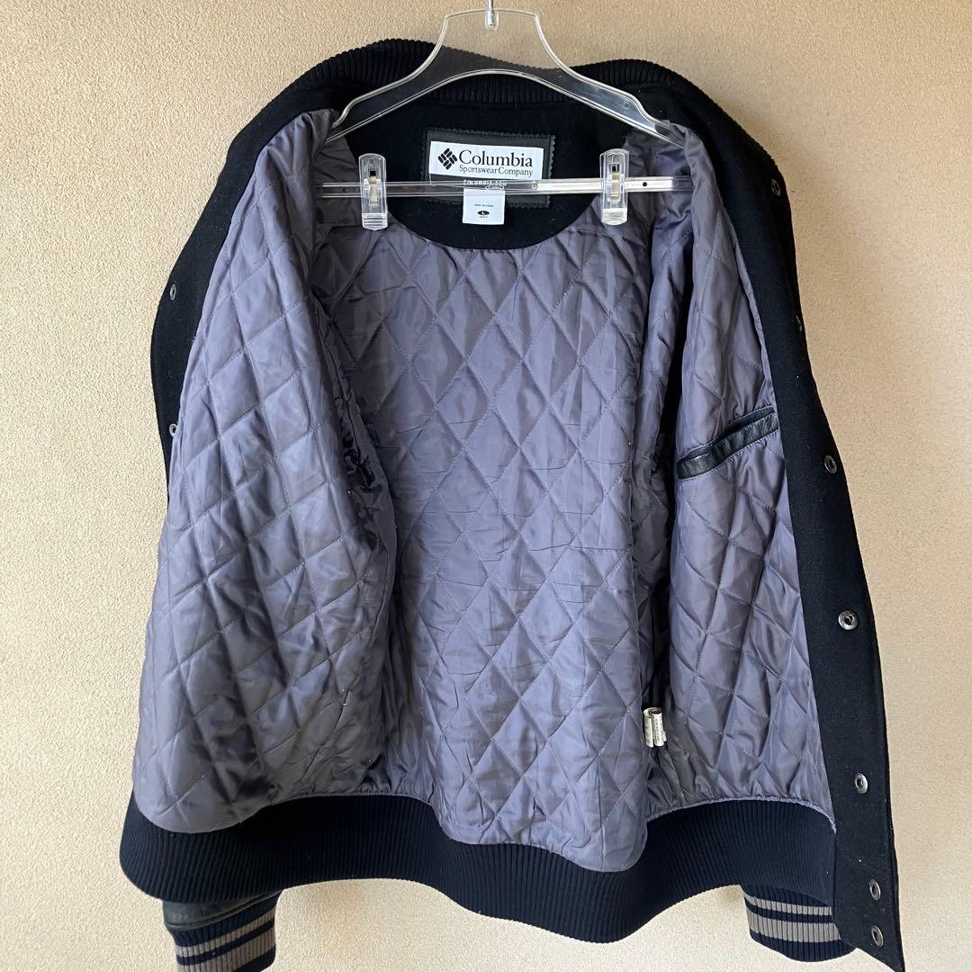 名作　Columbia スタジャン レザー ウール 切り替え　中綿キルティング