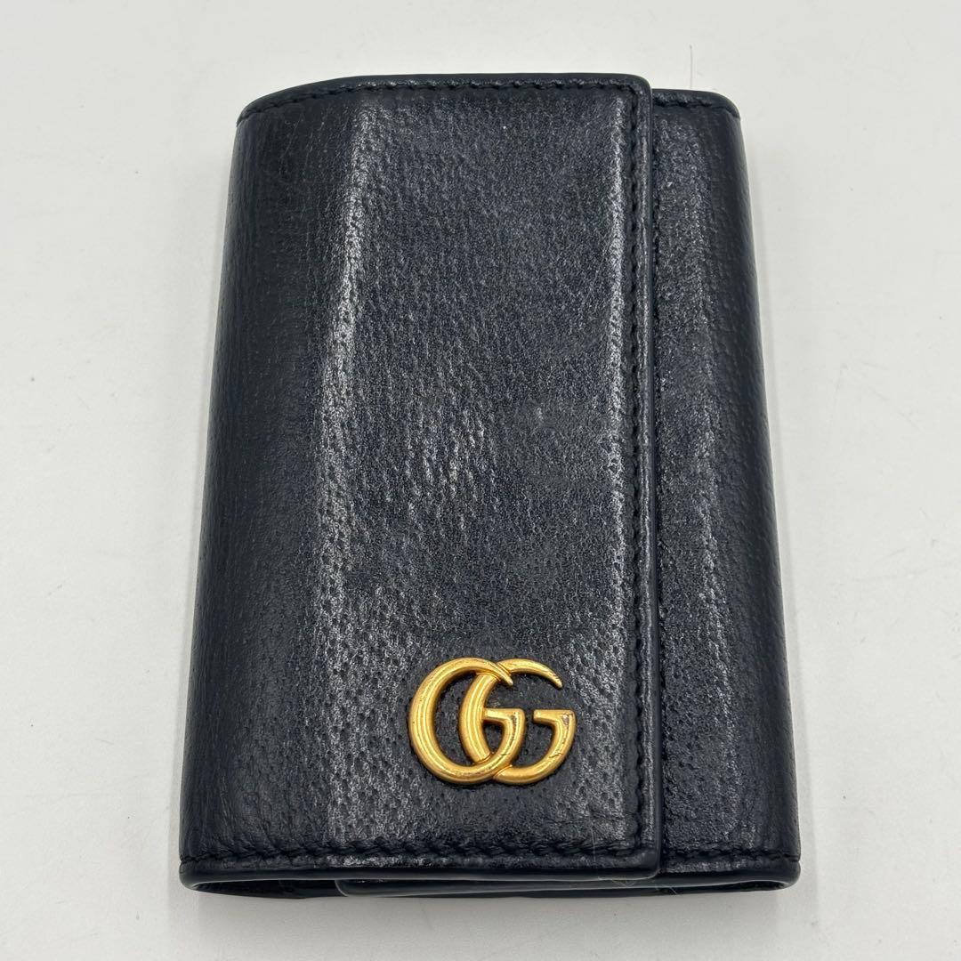 GUCCI グッチ マーモントGG レザー 6連 キーケース 鍵入れ ブラック