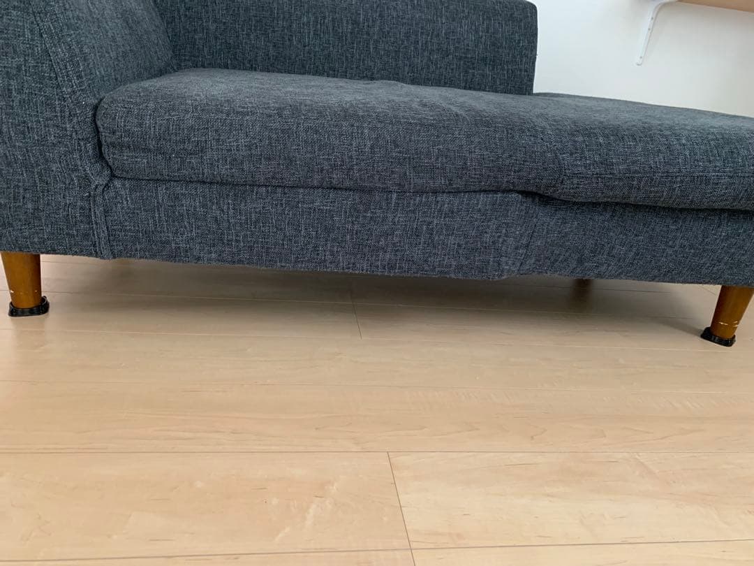 ダークグレー 布製カーブ型ソファ 2人用