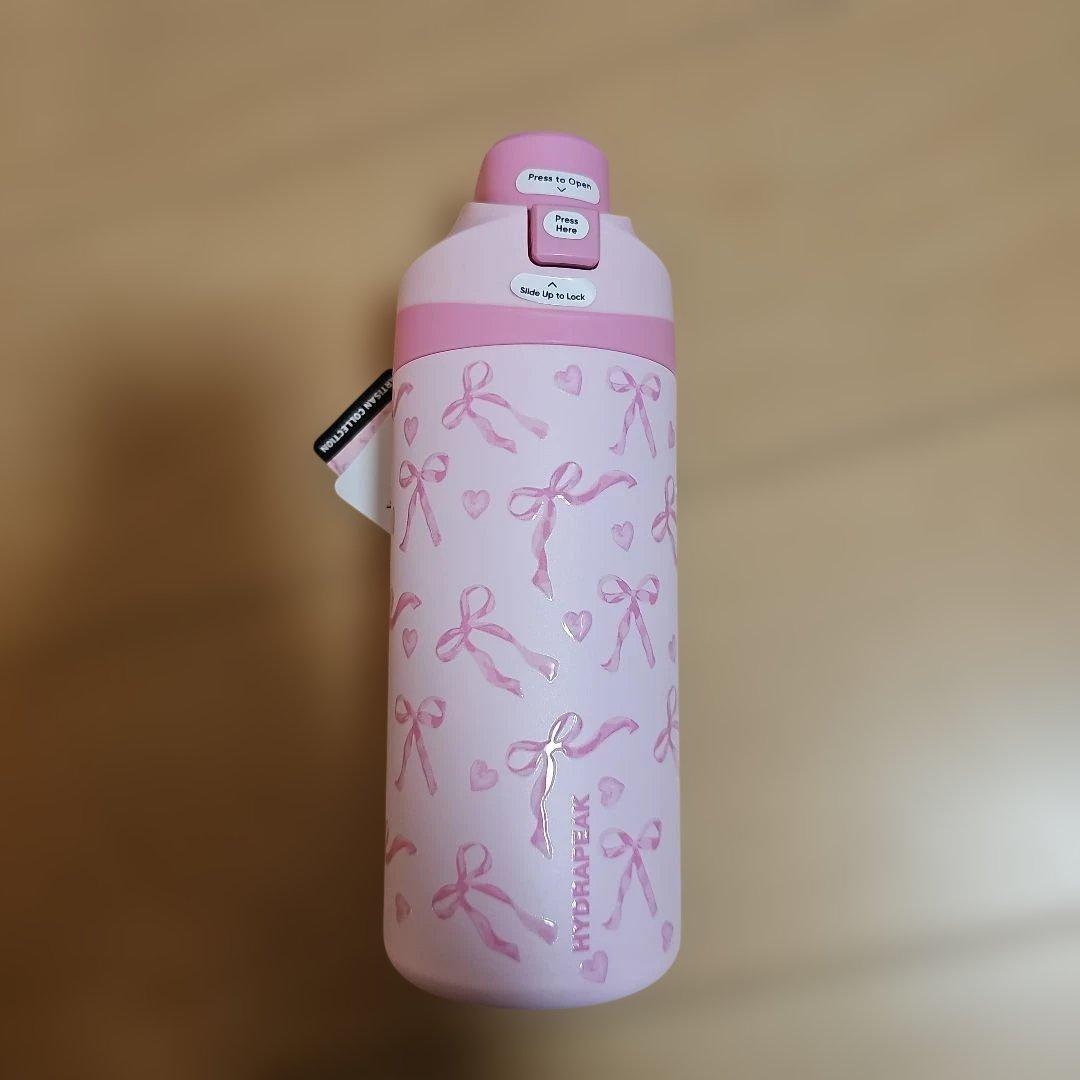 HYDRAPEAK 水筒 ピンク リボンデザイン 591ml