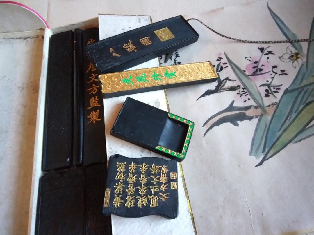 古墨　中国　巻物　書道　松煙墨　唐物　唐墨