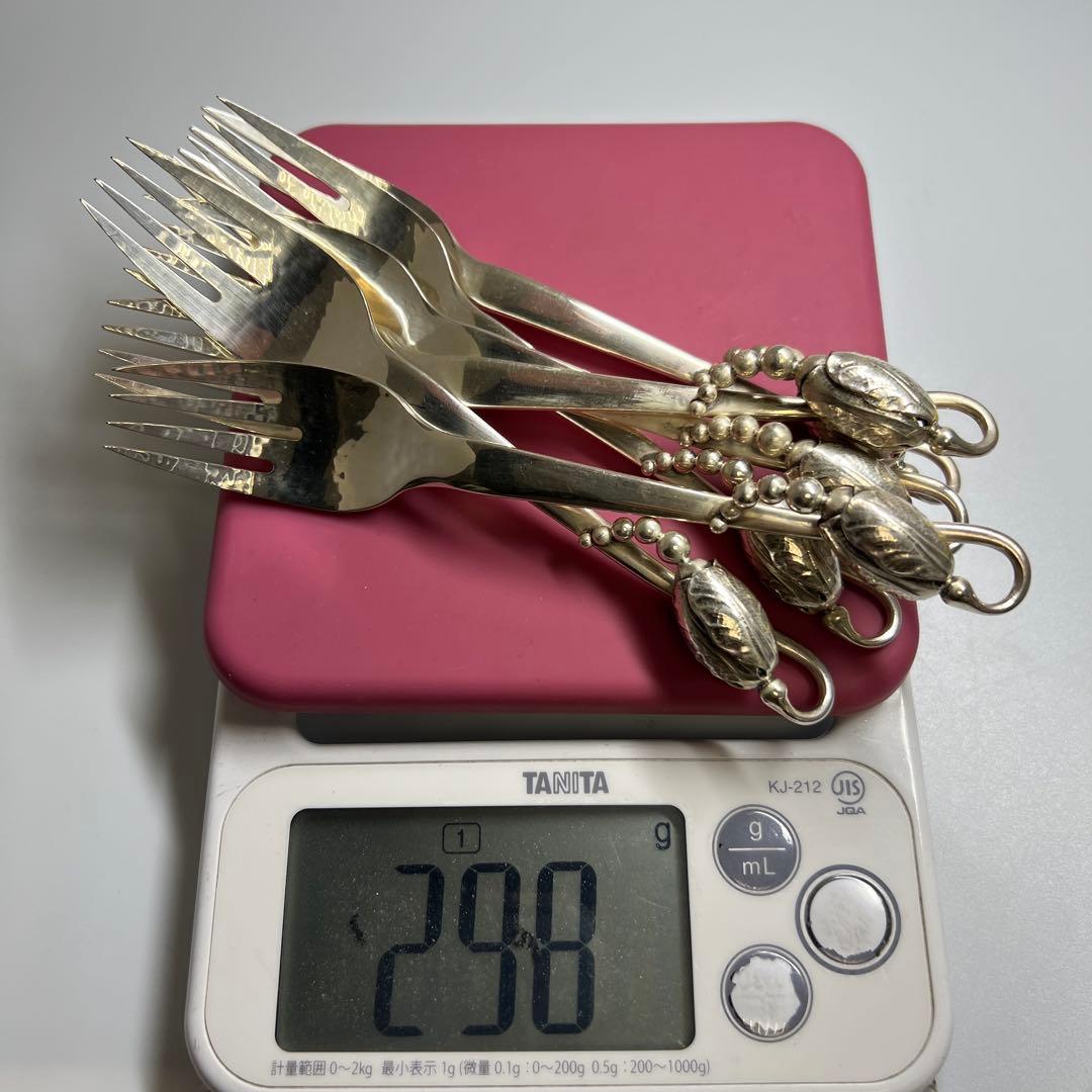 ジョージジェンセン　ブロッサムsterling925 ディナーフォーク6本　袋付