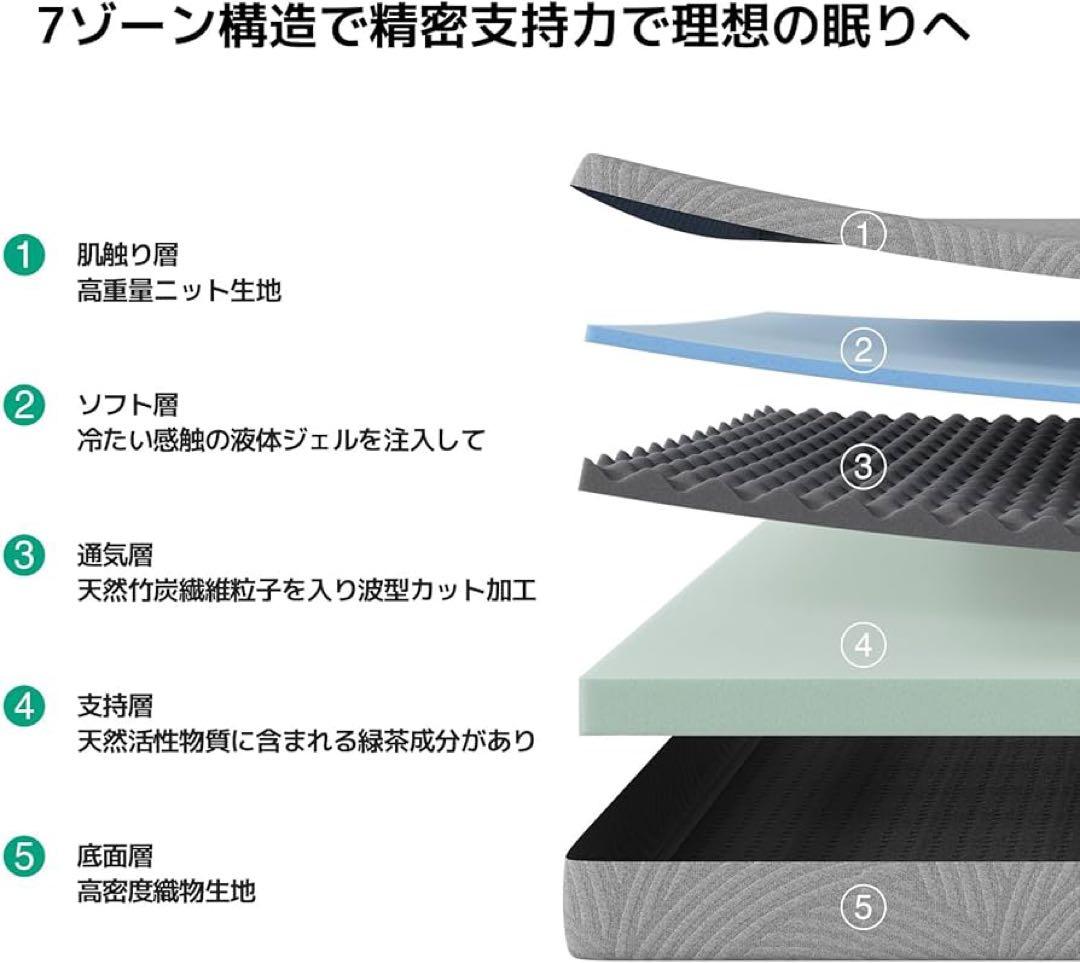 セミダブル マットレス やや硬め 厚さ16cm 三層構造 3層構造 グレー 防臭