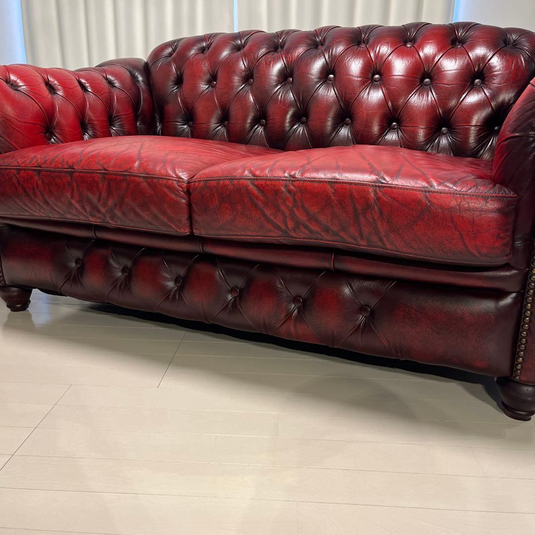 チェスターフィールド　ソファ　2人掛け　本革　ヴィンテージ