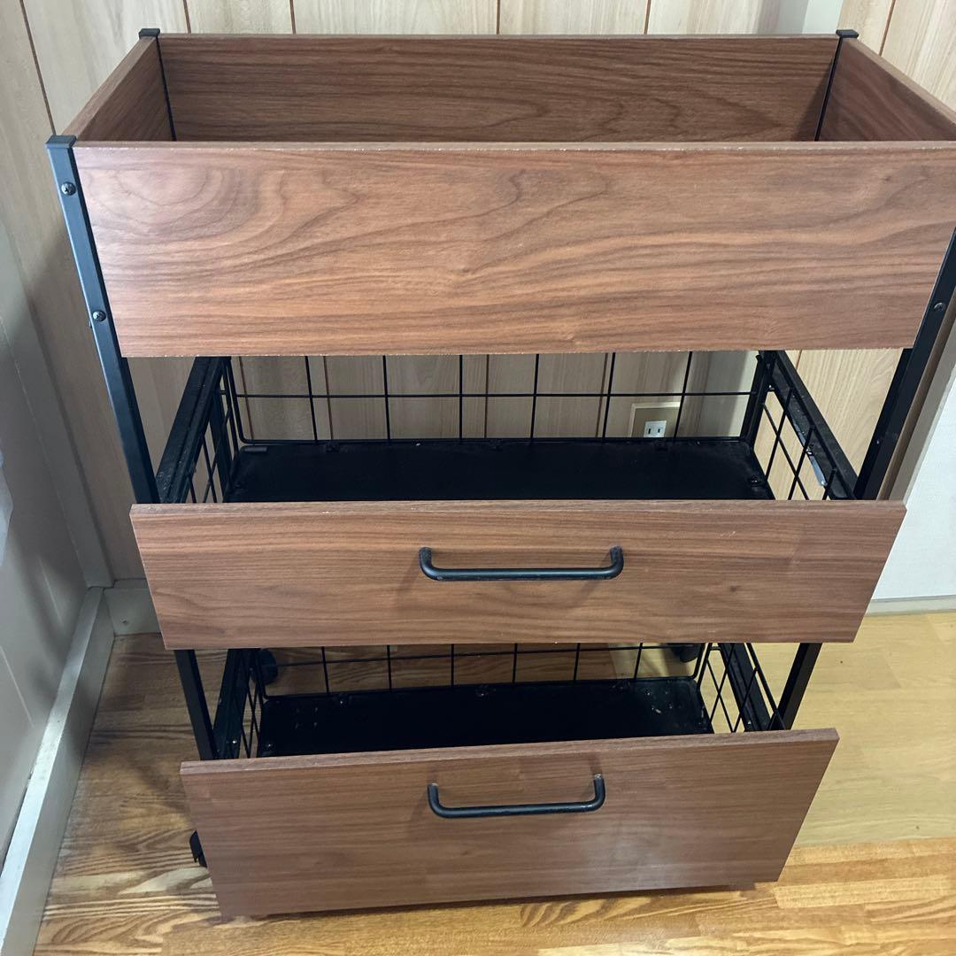 キッチンワゴン キャスター付き おしゃれ 3段 スチールワゴン アイアン 収納