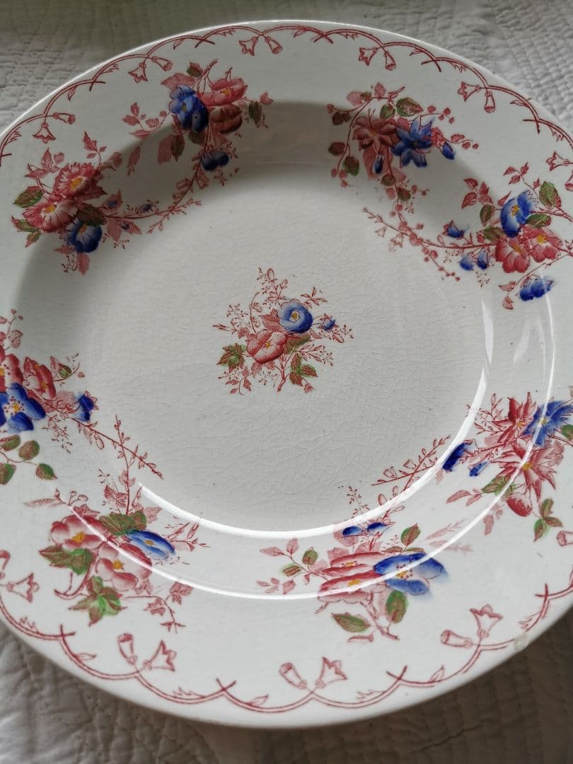 アンティーク サルグミンヌ 花柄φ24.3㌢ディープ大皿 美しい深皿３枚セットα