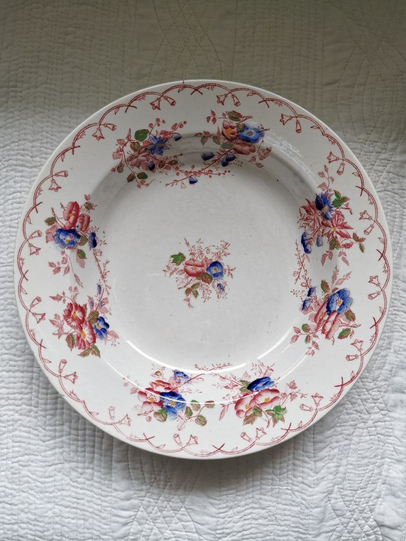 アンティーク サルグミンヌ 花柄φ24.3㌢ディープ大皿 美しい深皿３枚セットα