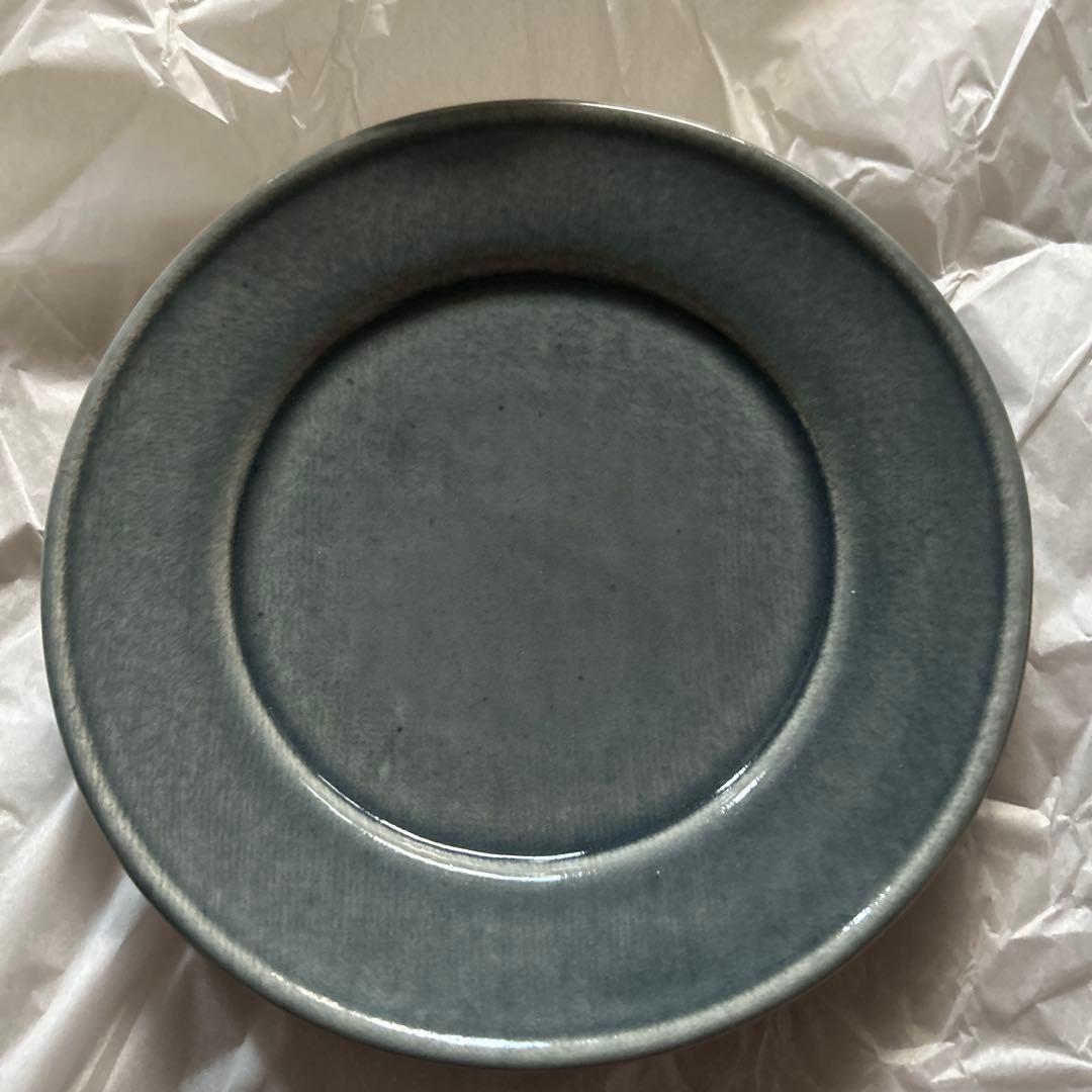 【新品未使用】大沼道行さん 水色リム皿 2枚セット②