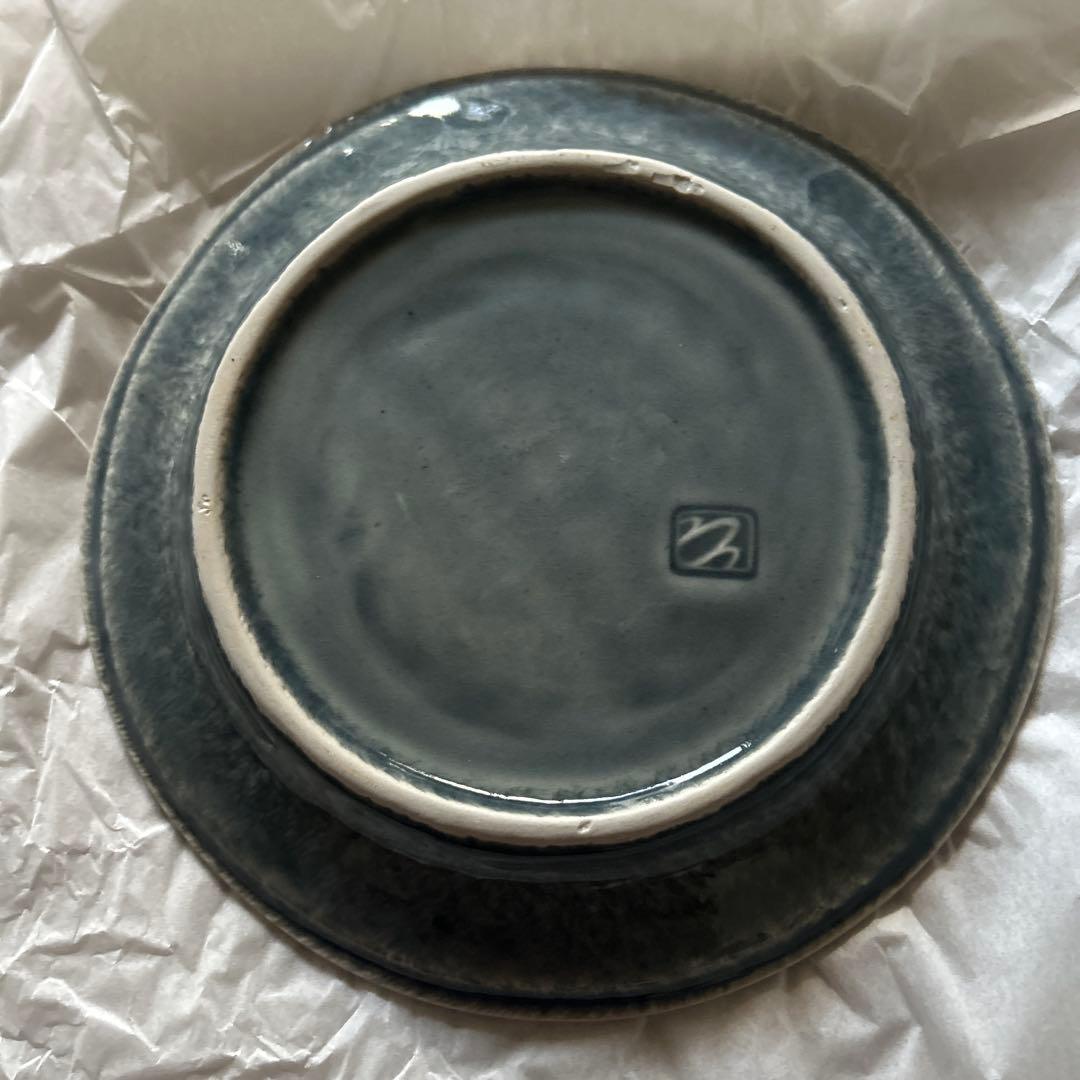 【新品未使用】大沼道行さん 水色リム皿 2枚セット②