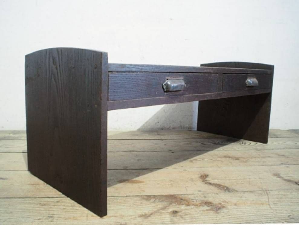 1060 アンティーク　ナラ材の文机　ローテーブル　引き出し　陳列台　レトロ