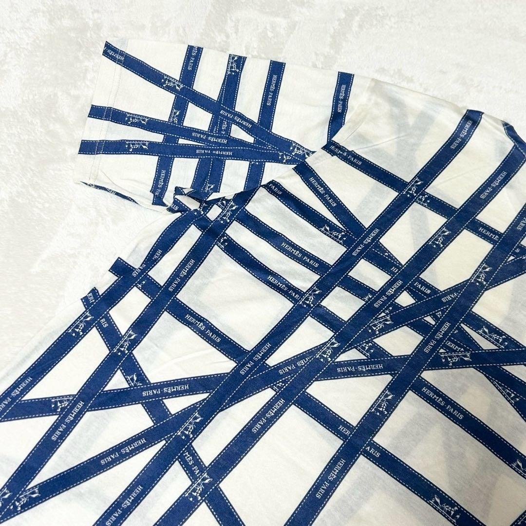 ★美品★エルメス　Tシャツ　マルジェラ期　ボルデュック　リボン　コットン　ロゴ