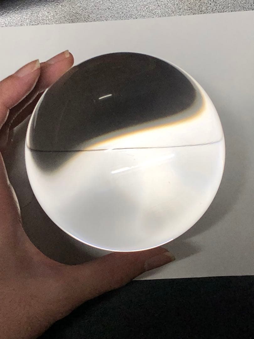 説明必読！台付き美品　水晶　丸玉　スフィア 約9.4センチ　【匿名配送】