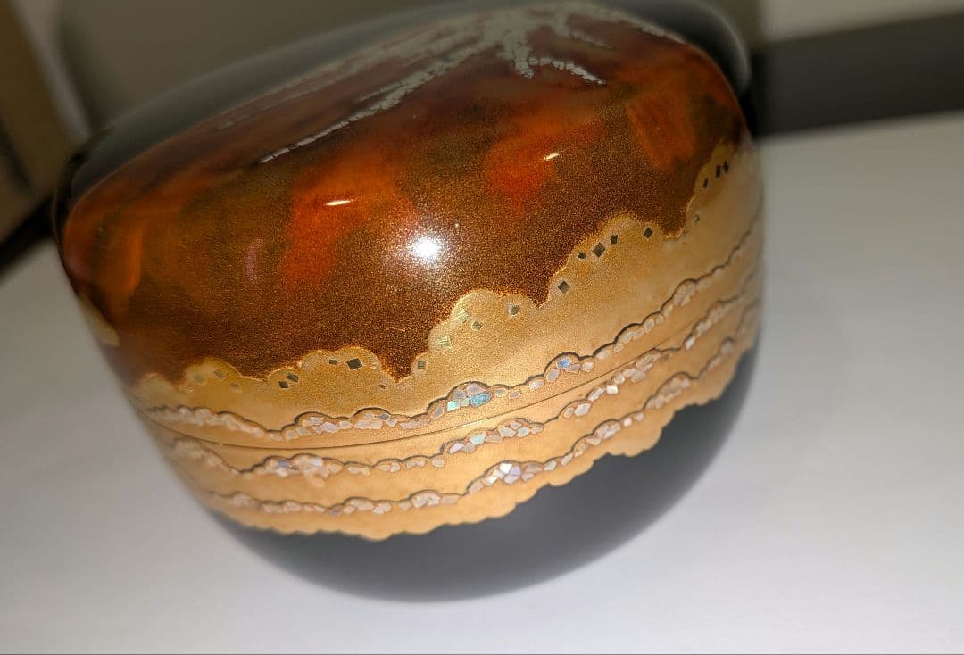 『赤富士　平棗』蒔絵　新井宗賀作　新井満平　輪島塗加賀茶器表千家裏千家塗師茶道具