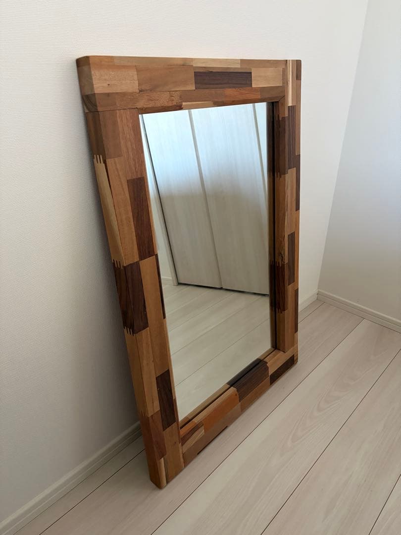 JOURNAL STANDARD FURNITURE 木製パッチワーク壁掛け鏡