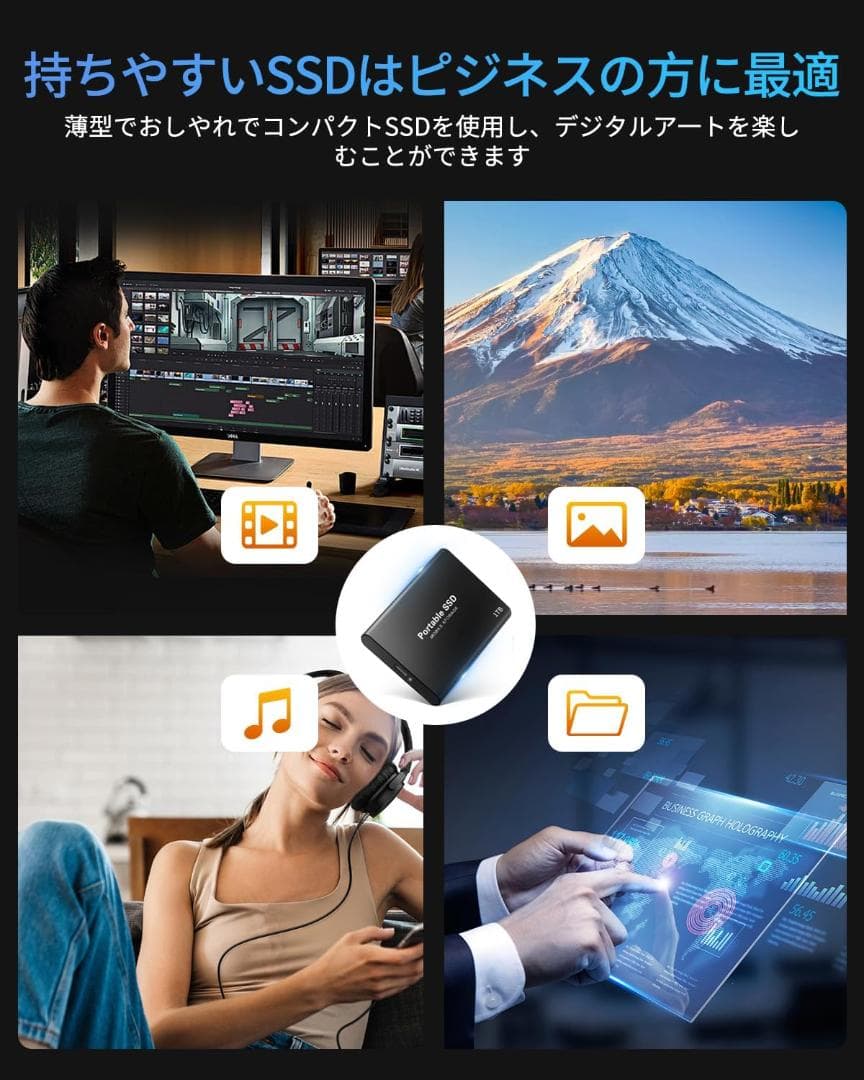 外付けSSD ポータブルSSD 新しいアップグレードされた外付けSSD 1TB
