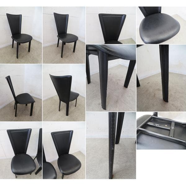 美品■IDC大塚家具■8303C■本革■ダイニングチェア■2脚セット■ブラック■