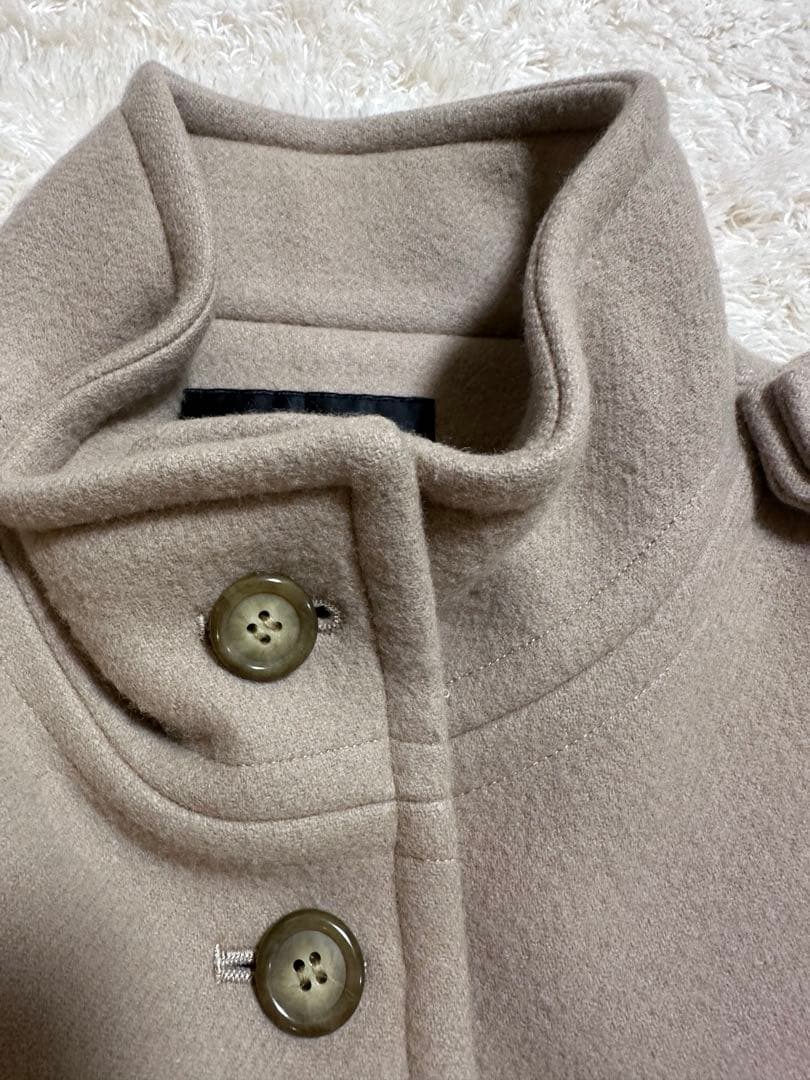 【美品】ドゥーズィエムクラス/ラクラス　ケープポンチョマントウールコートベージュ