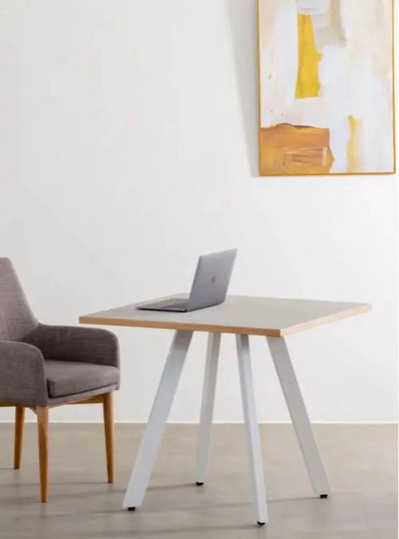 KANademono カナデモノ　スクエアカフェテーブル ホワイト リノリウム