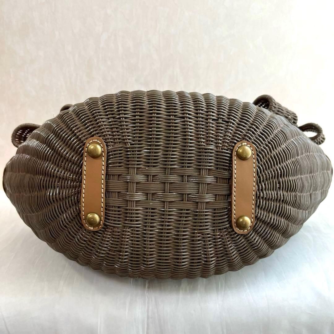 未使用保管品♡アナトリエ　籠バッグ　 ラタン かごバッグ リボンモチーフ グレー
