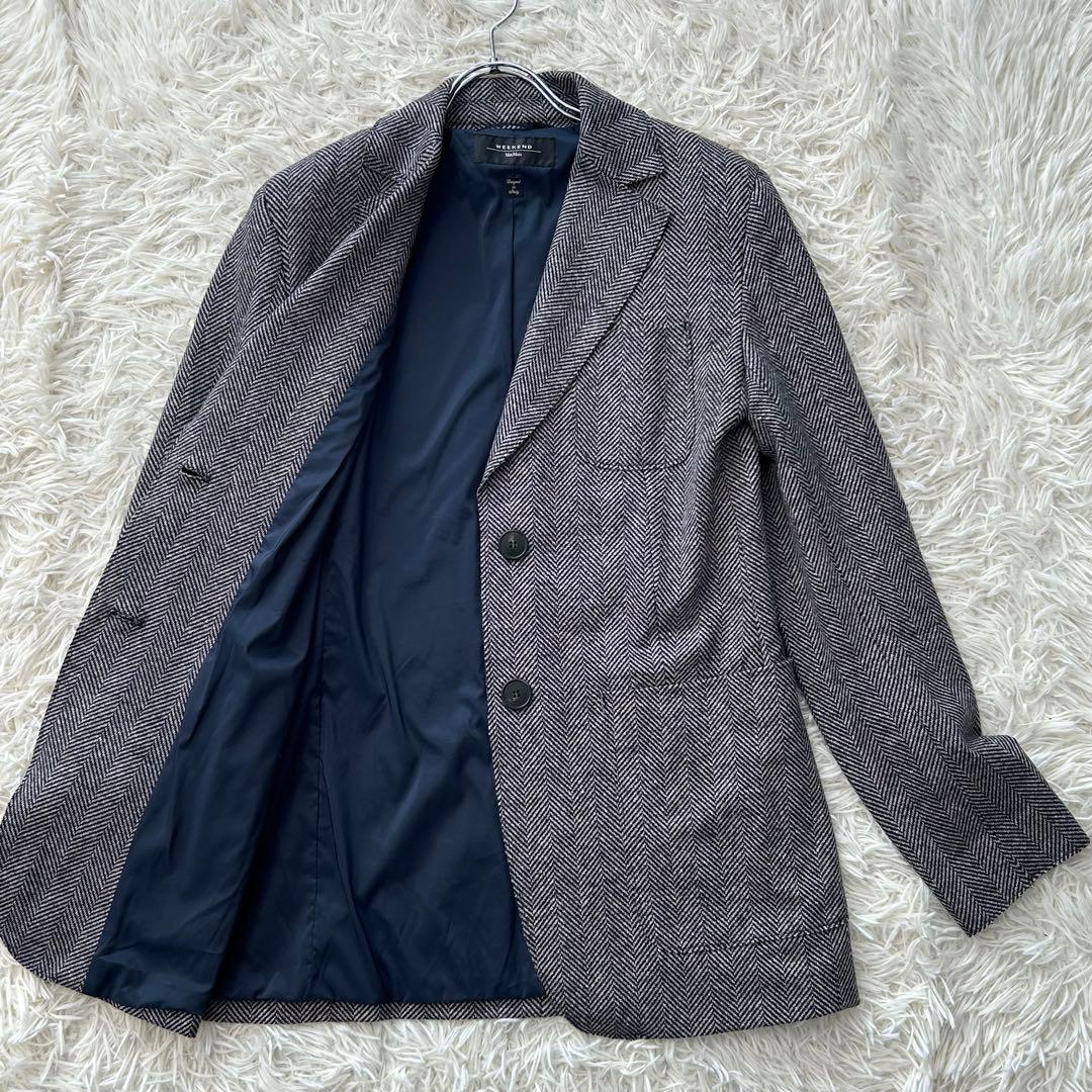 ✨良品✨ マックスマーラ 近年 大きいサイズ テーラードジャケット 毛混 麻混