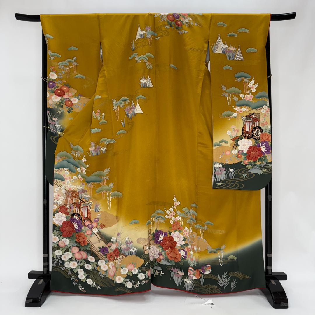 振袖フルセット マスタード色 成人式 草履バック付 裄68cm S-214