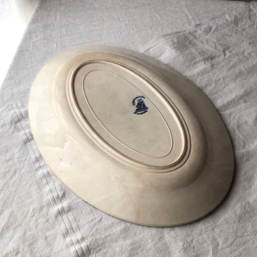 愛らしいオーバルプレート　フランスアンティーク　サンタマン　幸せの使者