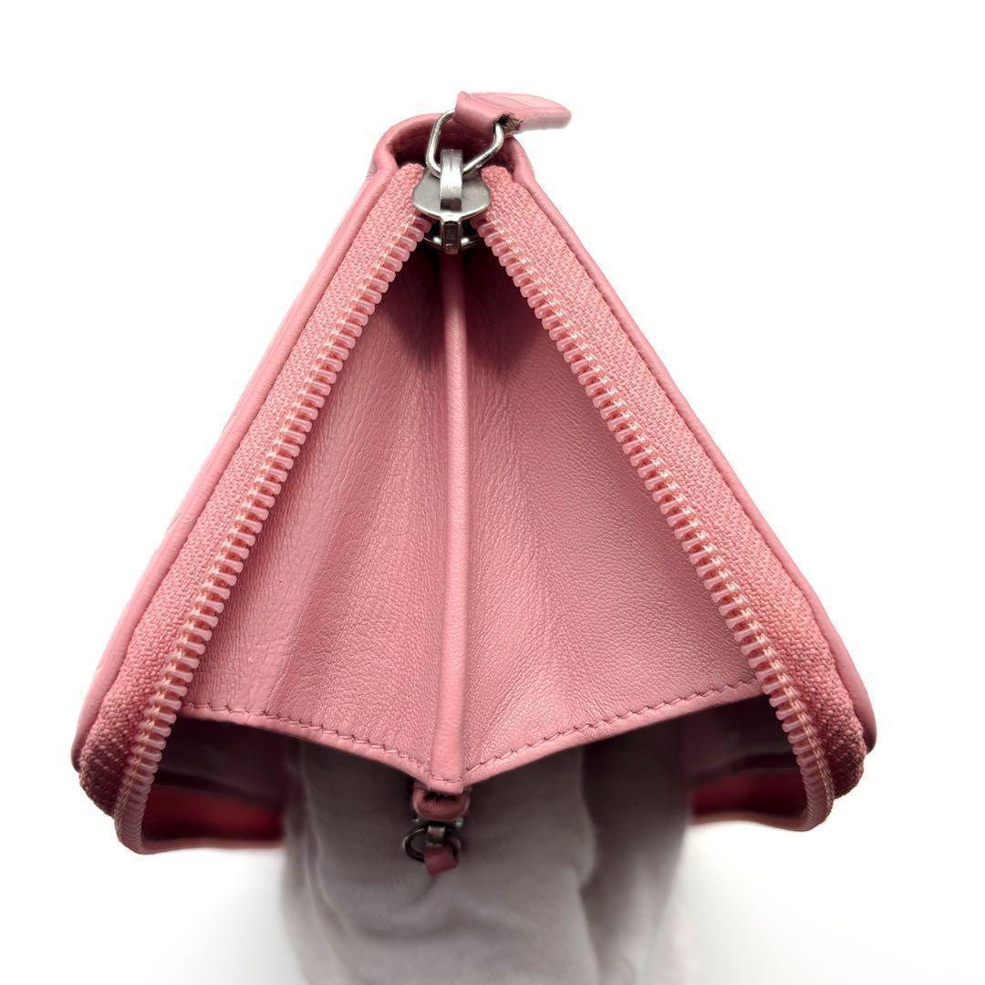 【極美品✨】シャネル 長財布 カメリア 型押し ラウンドジップ PI