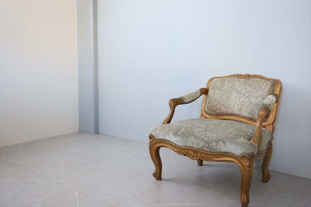 フランスアンティークアームソファ/サロンチェア/猫脚椅子イス(90-177-1)