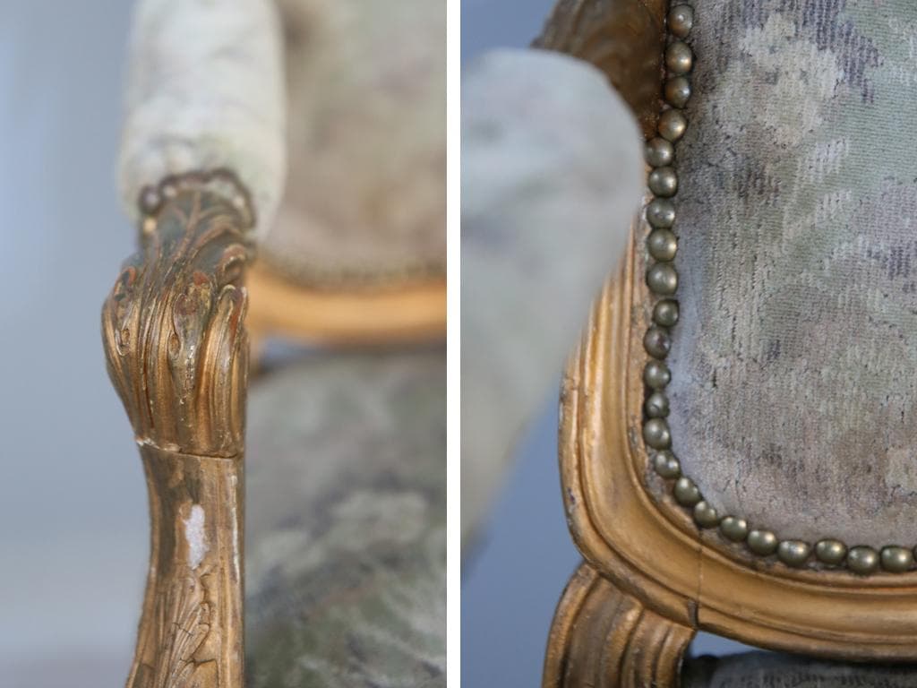 フランスアンティークアームソファ/サロンチェア/猫脚椅子イス(90-177-1)